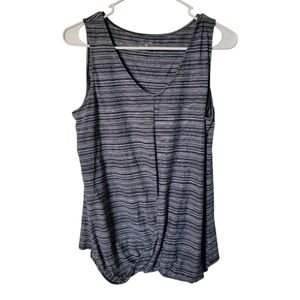 Garnet Hill Tank Women’s Black Gray Faux Wrap Organic Pima Cotton M